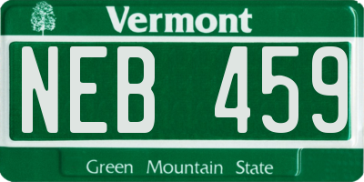 VT license plate NEB459