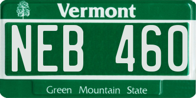 VT license plate NEB460