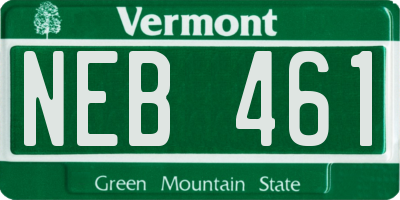 VT license plate NEB461
