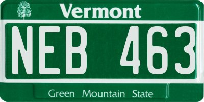 VT license plate NEB463