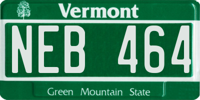 VT license plate NEB464