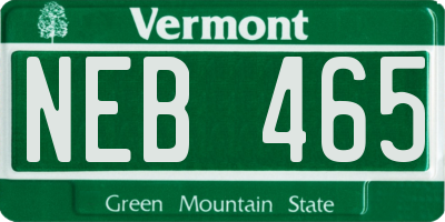VT license plate NEB465