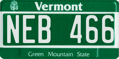 VT license plate NEB466