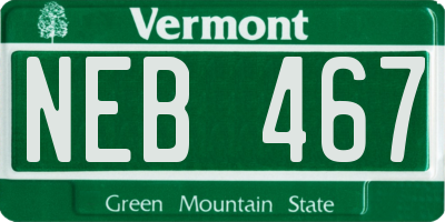 VT license plate NEB467
