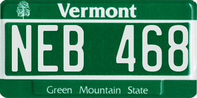 VT license plate NEB468