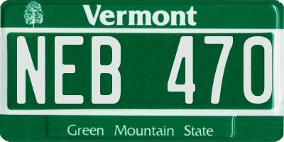 VT license plate NEB470