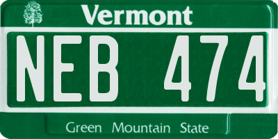 VT license plate NEB474