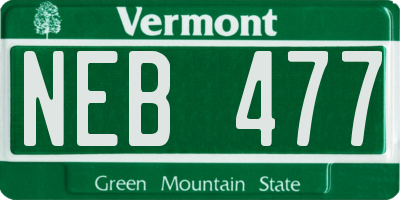 VT license plate NEB477