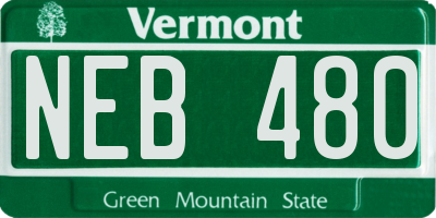 VT license plate NEB480