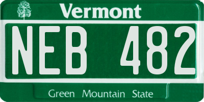 VT license plate NEB482