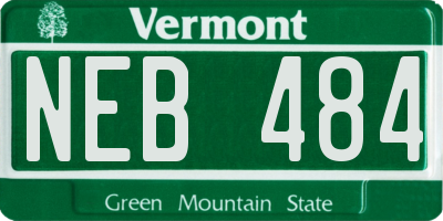 VT license plate NEB484