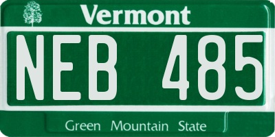 VT license plate NEB485