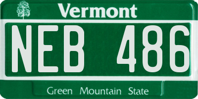 VT license plate NEB486