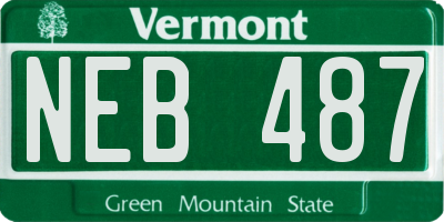 VT license plate NEB487
