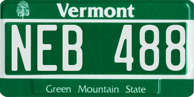 VT license plate NEB488
