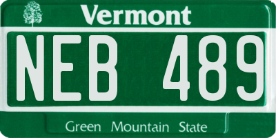 VT license plate NEB489