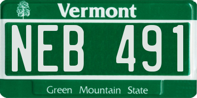 VT license plate NEB491