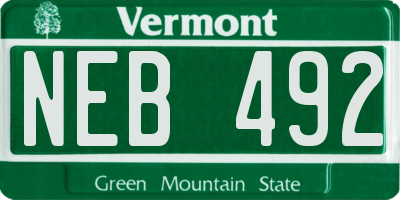 VT license plate NEB492