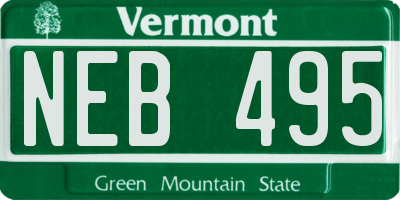 VT license plate NEB495