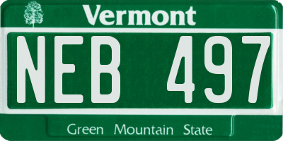 VT license plate NEB497