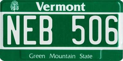VT license plate NEB506