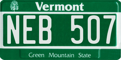 VT license plate NEB507