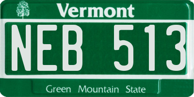 VT license plate NEB513