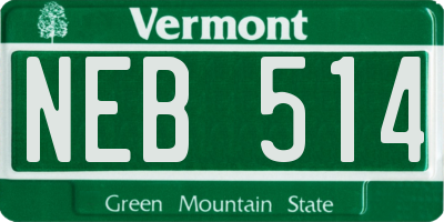 VT license plate NEB514