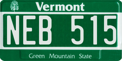 VT license plate NEB515