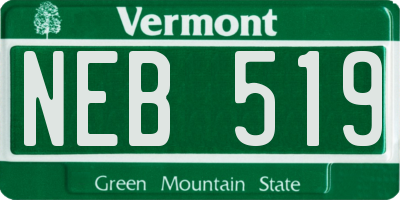 VT license plate NEB519