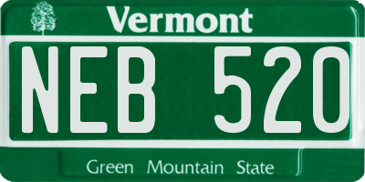 VT license plate NEB520