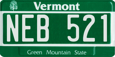 VT license plate NEB521