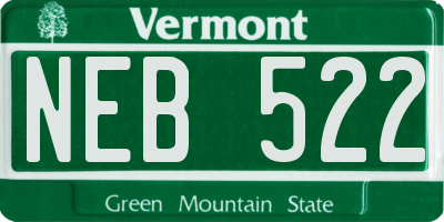 VT license plate NEB522