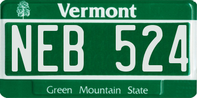 VT license plate NEB524