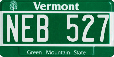 VT license plate NEB527