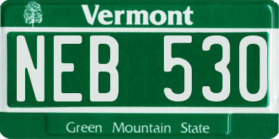 VT license plate NEB530