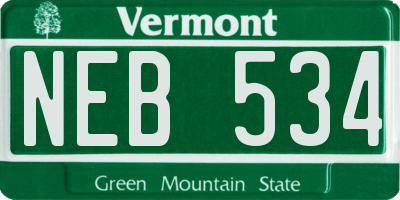VT license plate NEB534