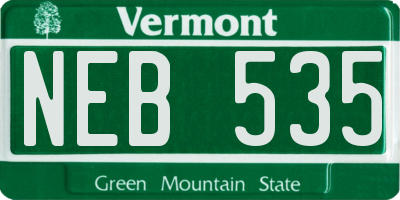 VT license plate NEB535