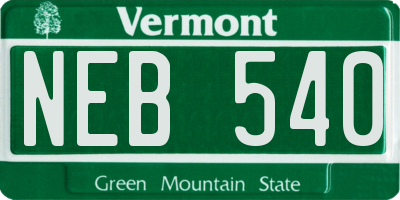 VT license plate NEB540