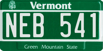 VT license plate NEB541