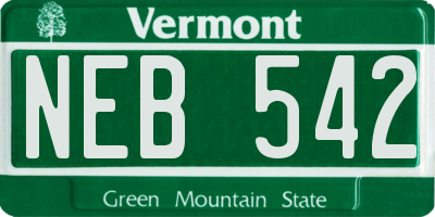 VT license plate NEB542