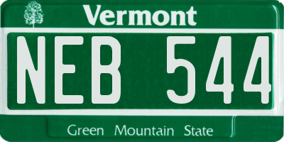 VT license plate NEB544