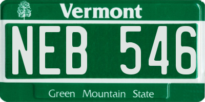 VT license plate NEB546