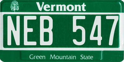 VT license plate NEB547