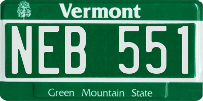 VT license plate NEB551