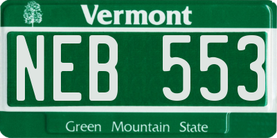 VT license plate NEB553