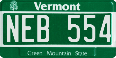VT license plate NEB554