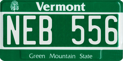 VT license plate NEB556