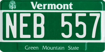 VT license plate NEB557
