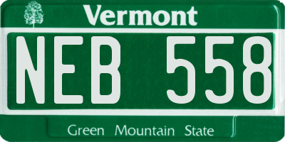 VT license plate NEB558